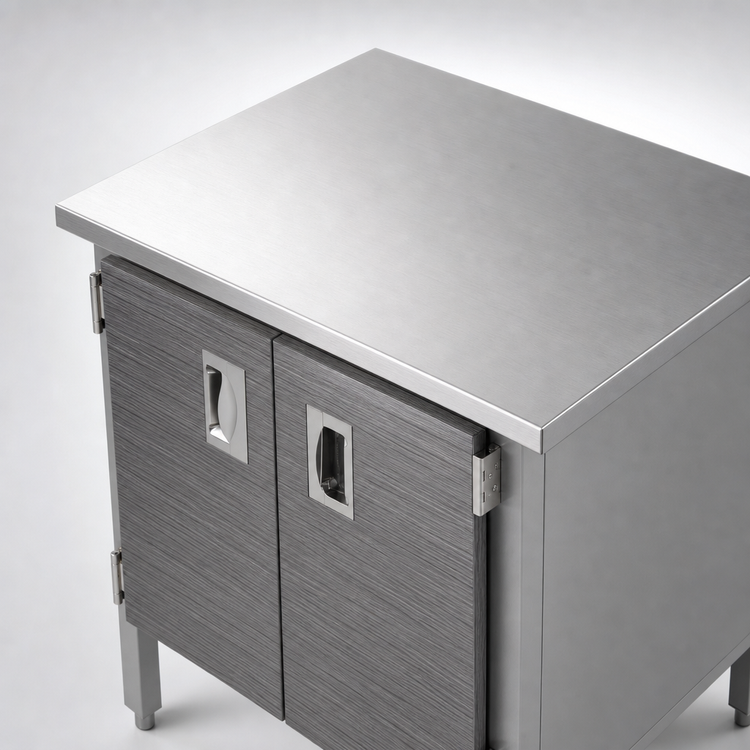 Product image #3 for John Boos 72 Inch x 24 Inch Enclosed Base Work Table with Hinged Doors, Stainless Steel Flat Top