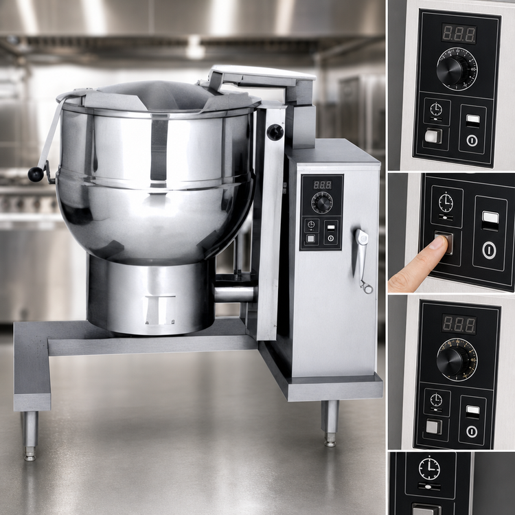 Product image #3 for Groen DH-40A 40-Gallon Gas Tilting Steam Jacketed Kettle with Advanced Digital Controls and Manual Crank Tilt