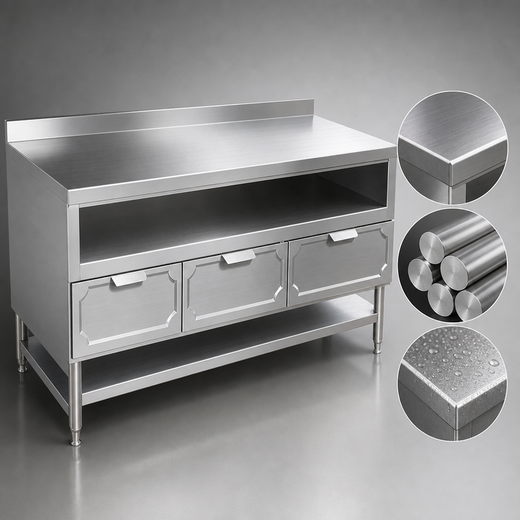 Product image #3 for La Rosa L-61172-18-28 72" Utility Stand with 3 Dry Drawers and Undershelf