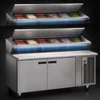 Thumbnail image #4 for Delfield LiquiTec 18672PDLP 72-Inch Two-Section Refrigerated Pizza Prep Table with Dual Raised Rails, 6-Pan Capacity, and 17-Inch Cutting Board