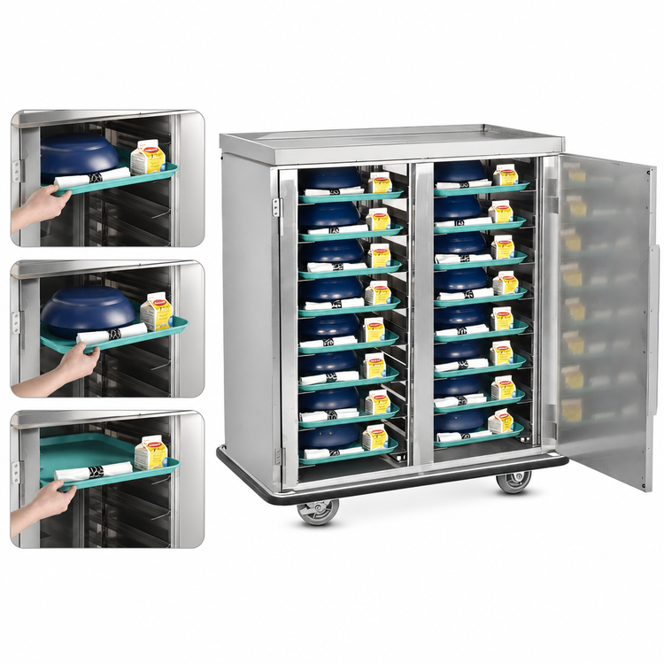 Product image #4 for FWE ETC-16 Mobile Patient Tray Cart, 2 Section, 16-Tray Capacity