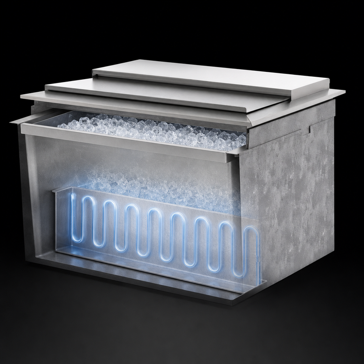 Product image #3 for 38-Inch x 19-1/4-Inch Drop-In Ice Chest with 10-Circuit Cold Plate and Sliding Cover, 80 lb. Capacity
