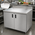 Thumbnail image #3 for Advance Tabco Special Value Series Economy Enclosed Work Table with Cabinet Base, Mid-Shelf and Hinged Doors, 36 x 24 Inch, 16 Gauge 304 Stainless Steel Top, 5 Inch Backsplash