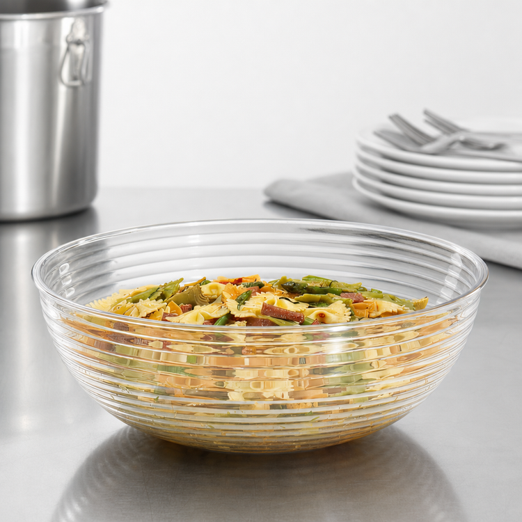 Product image #3 for Cambro Camwear 10-Inch Round Ribbed Polycarbonate Bowl, 3.2 Quart, Clear
