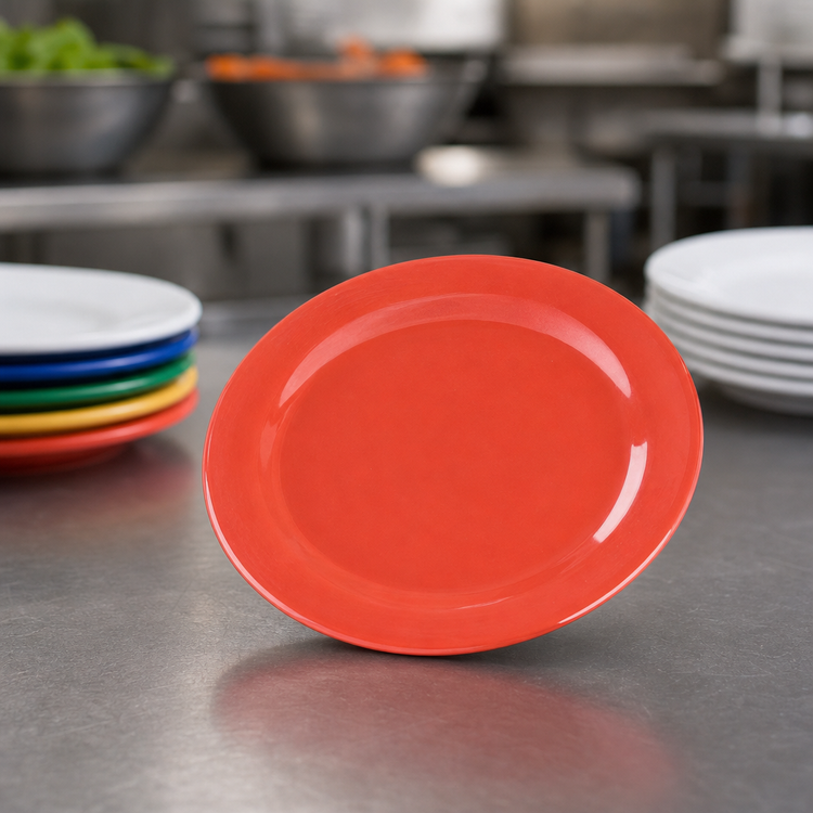 Product image #4 for Sierrus 7-1/4 Inch Red Round Narrow Rim Melamine Salad Plate