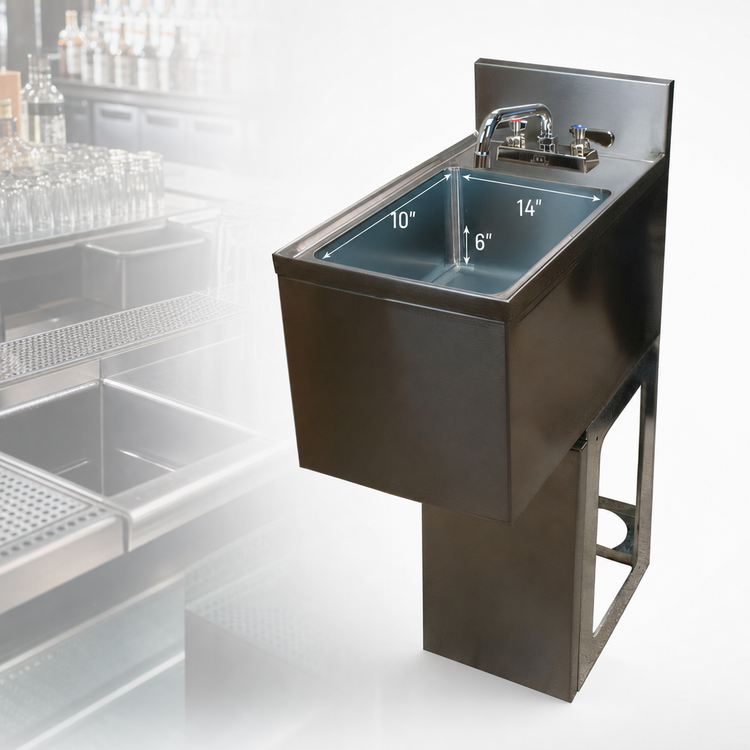 Product image #3 for BK Resources Underbar Dump Sink with Pedestal Base and 10" x 14" x 6" Bowl