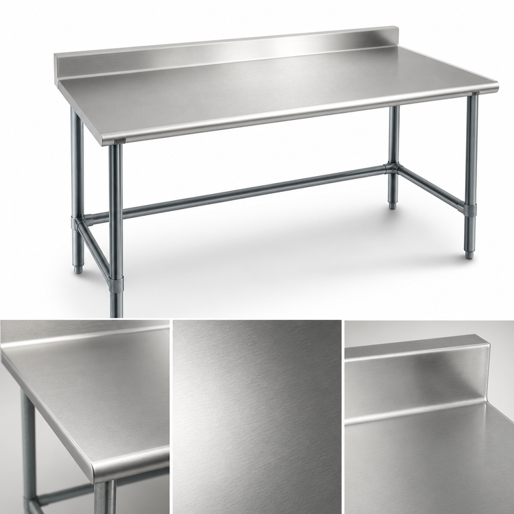 Product image #3 for Eagle Group Budget Series 60-Inch x 36-Inch Work Table with 4-1/2-Inch Backsplash and Galvanized Tubular Base