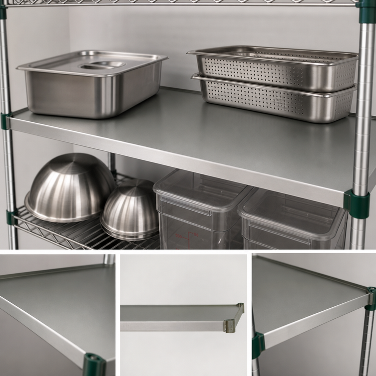 Product image #3 for Eagle Group Valu-Gard Solid Commercial Shelf, 60 x 18 Inch, Green Epoxy-Coated Galvanized Steel, 400 lb Capacity