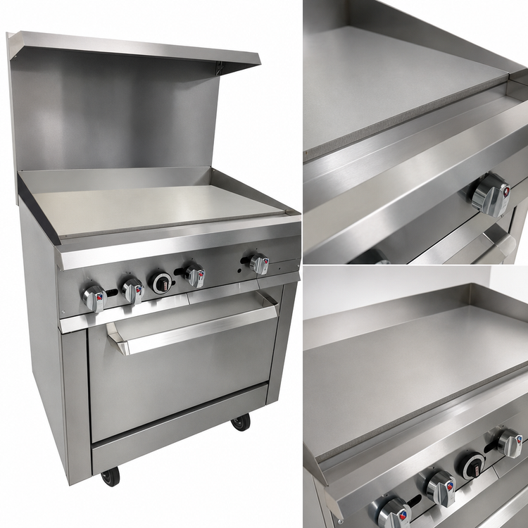 Product image #3 for IKON Cooking 36-Inch Natural Gas Commercial Range with 36-Inch Griddle and Standard Oven