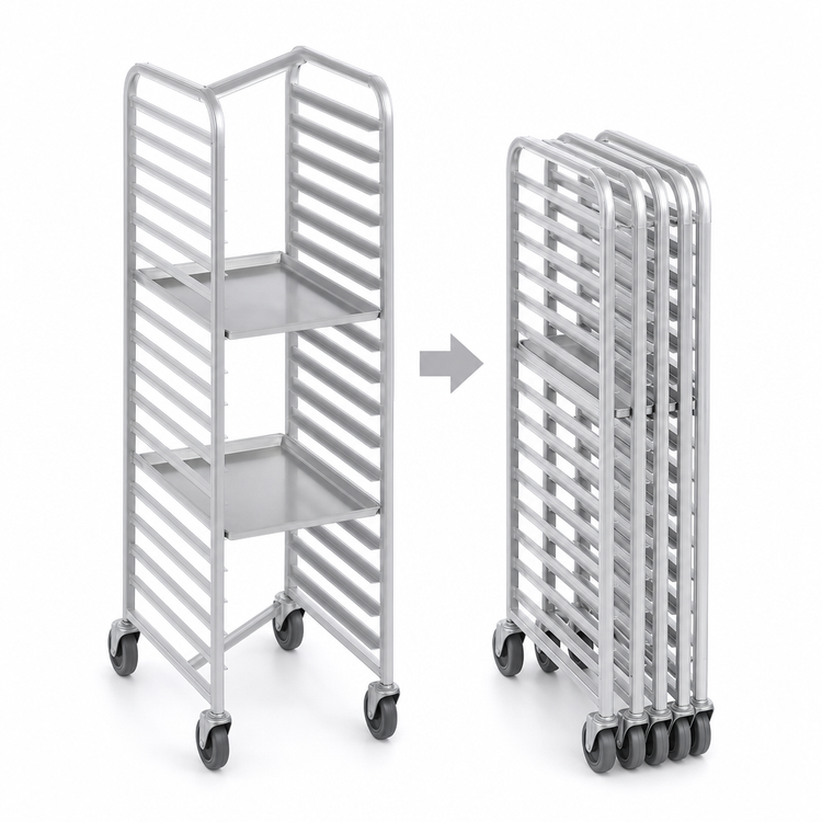 Product image #4 for Channel Mobile Stainless Steel Nesting End-Load Bun Pan Rack, 36-Inch High, 9-Pan Capacity