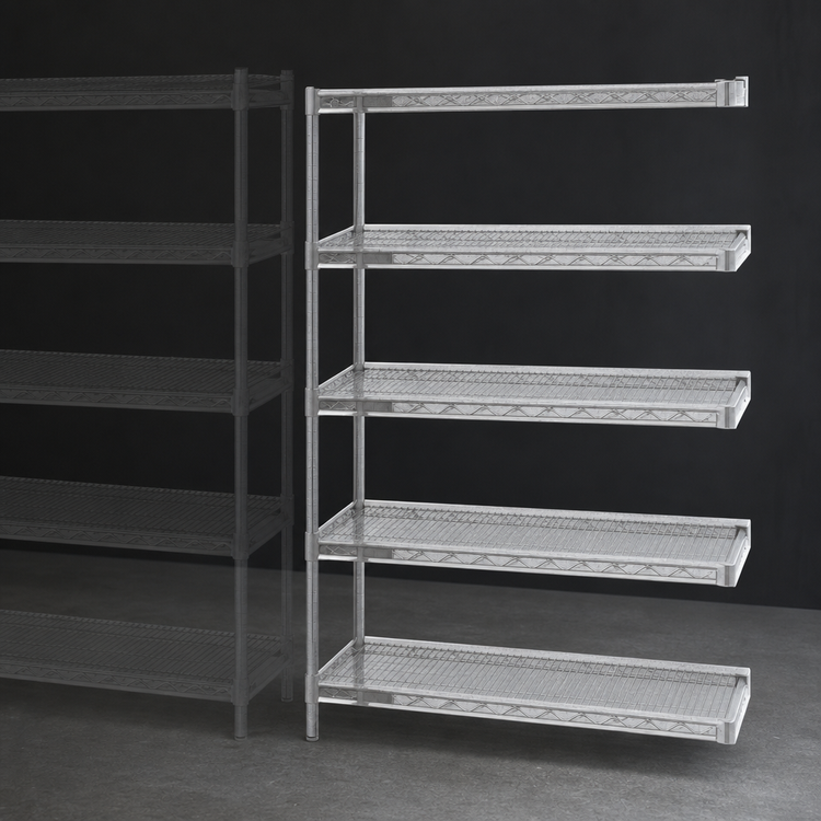 Product image #3 for EagleGard 5-Tier Add-On Wire Shelving Unit, 60"W x 18"D x 86"H, Hybrid Epoxy Finish