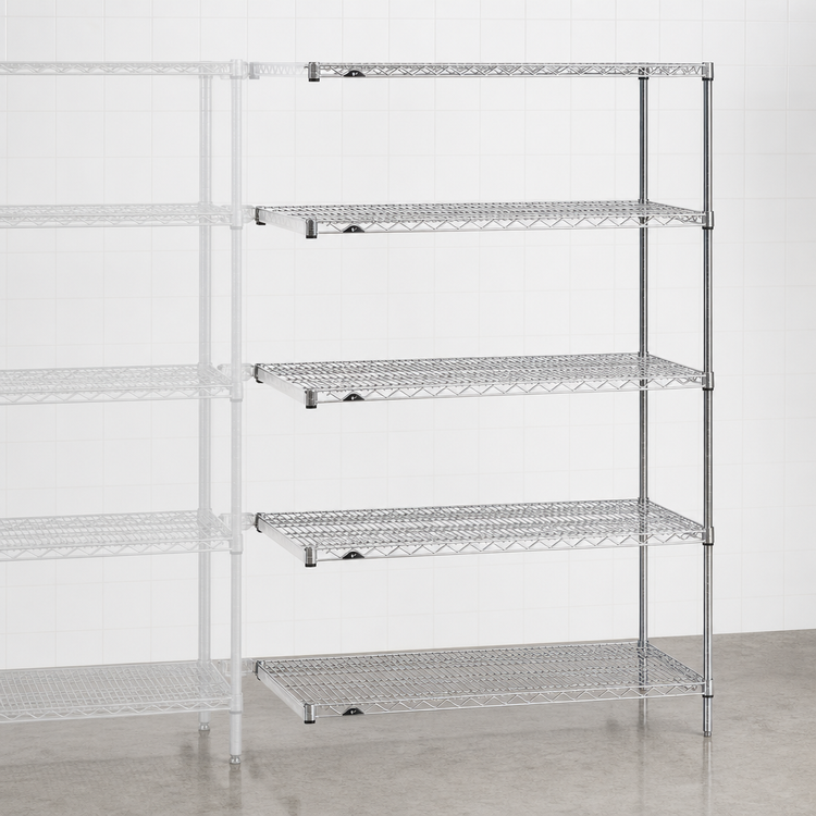 Product image #3 for Metro Super Erecta 5-Shelf Add-On Wire Shelving Unit, 48W x 18D x 74H, Brite Finish