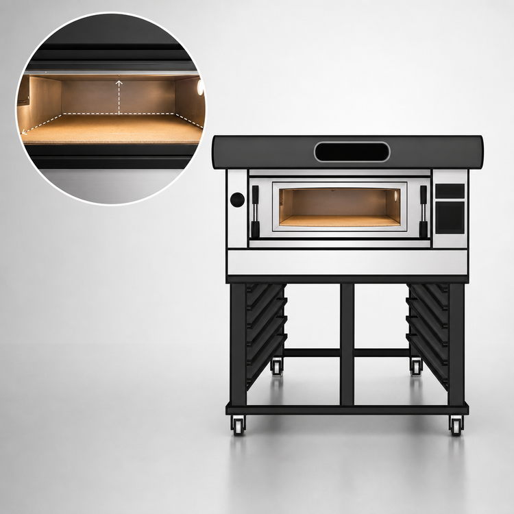 Product image #3 for Moretti Forni Amalfi A C18 Electric Single Deck Pizza Oven with Stand, 26 x 41-Inch Deck, 208V, 3-Phase