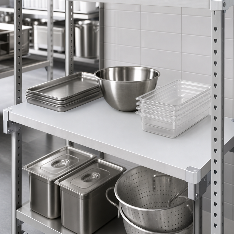 Product image #4 for New Age Adjust-A-Shelf Solid Brute Series Commercial Shelf, 42 x 20 Inches, Aluminum, 800 lb. Capacity