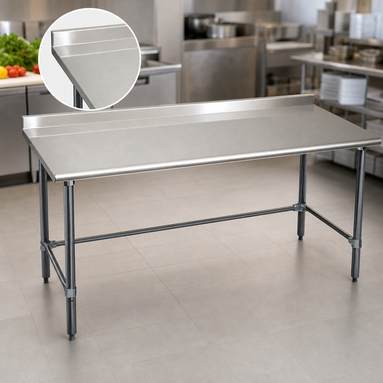 Product image #3 for BlendPort Budget Series Stainless Steel Work Table, 72 x 24 Inches, 16-Gauge 430 Top, 1-1/2 Inch Rear Upturn