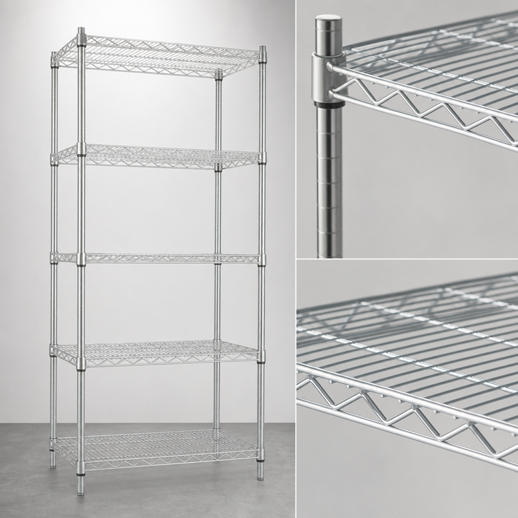 Product image #3 for EAGLEbrite 5-Tier Wire Shelving Starter Unit, 48W x 24D x 74H, Zinc Finish