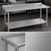Thumbnail image #3 for Duke 144-Inch x 30-Inch 16 Gauge 400 Series Stainless Steel Work Table with 1-1/8-Inch Straight Riser and Galvanized Undershelf