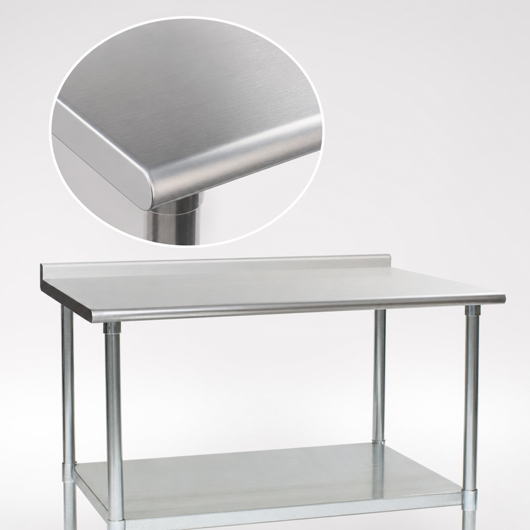 Product image #3 for BlendPort Budget Series 72 x 24 Inch Stainless Steel Work Table with Rear Upturn and Adjustable Undershelf
