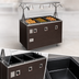Thumbnail image #3 for Vollrath 2-Series Affordable Portable Deluxe 3-Well Hot Food Station with Lighted Buffet Breath Guard and Enclosed Base, Walnut Woodgrain, 120V