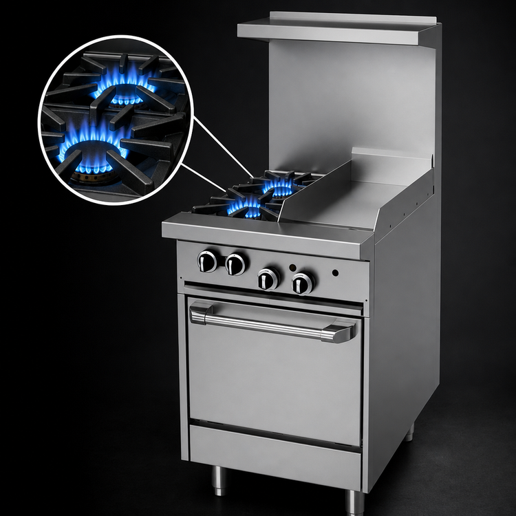 Product image #3 for Garland G Starfire Pro 24-Inch Gas Restaurant Range with 2 Burners, 12-Inch Griddle, and Space-Saver Oven