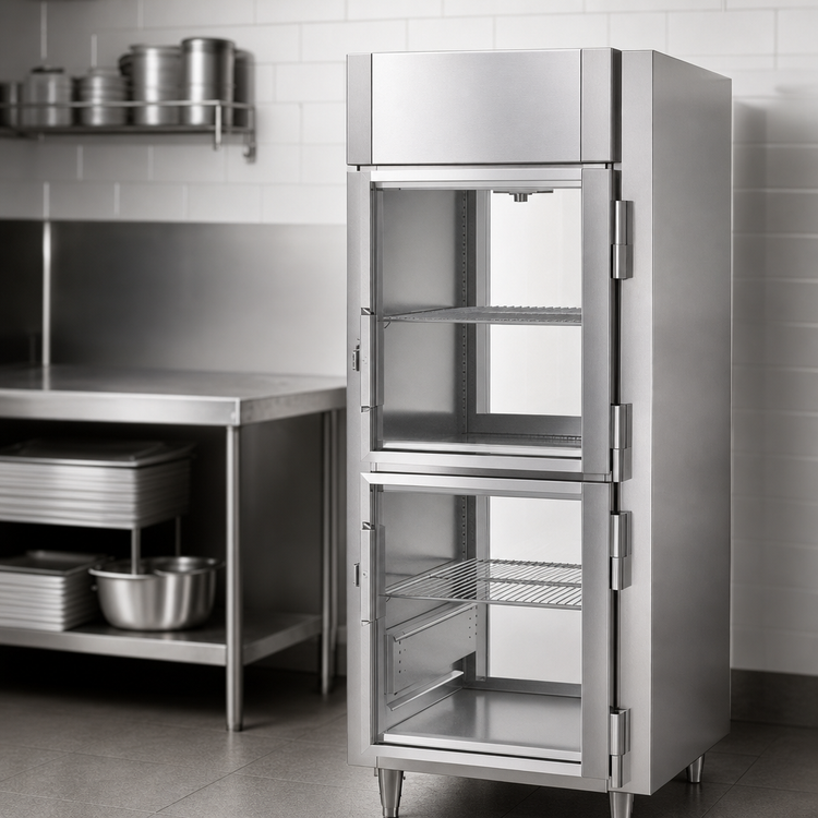 Product image #3 for Victory UltraSpec HSA-1D-1-EW-PT-HG Single-Section Extra Wide Pass-Thru Heated Holding Cabinet with Glass Half-Doors, Powered by V-Core™