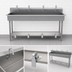 Thumbnail image #2 for Advance Tabco 96 Inch 4-Station Toe-Push Multi-Wash Hand Sink with Gooseneck Spouts