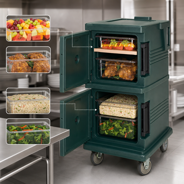 Product image #4 for Cambro Ultra Camcart Front-Loading Double-Compartment Insulated Food Pan Carrier