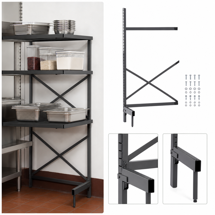 Product image #3 for Metro SmartLever Cantilevered Shelving Add-On Kit for 30-Inch Wide x 21-Inch Deep Shelves, 76-3/8-Inch High