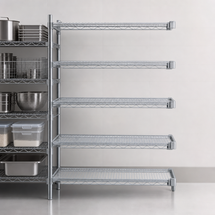 Product image #3 for EAGLEbrite 5-Tier Add-On Wire Shelving Unit with QuadTruss®, 24"W x 21"D x 74"H, Zinc Finish