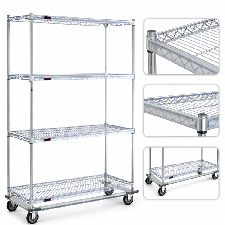 Product image #3 for EAGLEbrite 4-Tier Wire Shelving Dolly Truck with Zinc Finish and 5" Swivel/Brake Casters