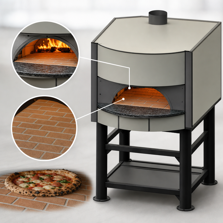 Product image #3 for Marra Forni Square Wood-Fired Pizza Oven with 35" x 26" Brick Deck and Steel Stand