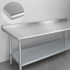 Thumbnail image #3 for Duke Manufacturing 416-30120-2R Stainless Steel Work Table, 120 x 30 in, 16-Gauge 400 Series Top, 1-1/8 in Riser, Galvanized Undershelf