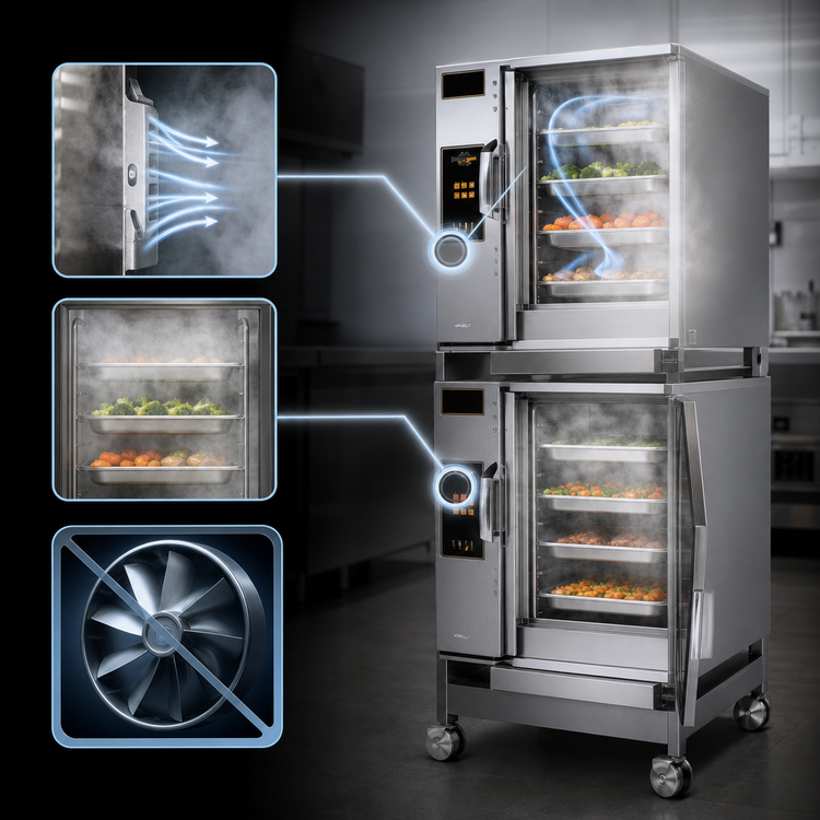 Product image #3 for AccuTemp Evolution E62083E100 DBL Double-Stacked 6-Pan Electric Boilerless Convection Steamer