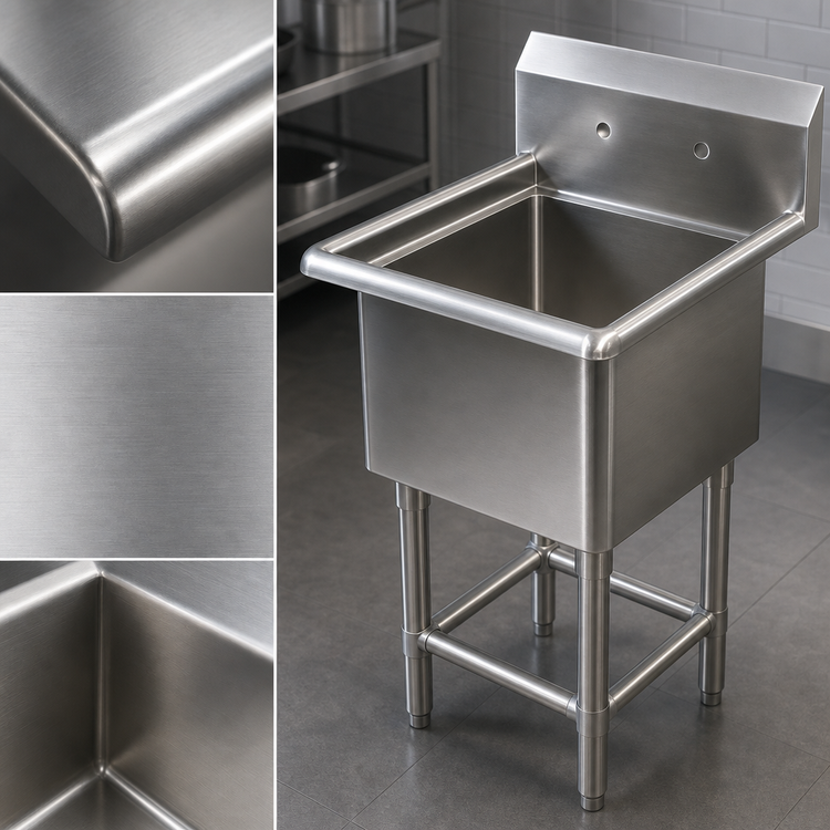 Product image #3 for John Boos Pro-Bowl 1-Compartment Stainless Steel Sink with 30" x 24" x 14" Bowl, 10" Backsplash, and Legs