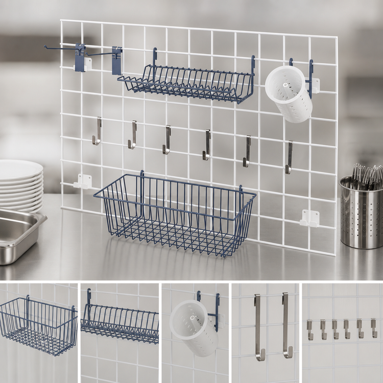 Product image #3 for Quantum Store Grid Accessory Pack with Basket, Lid Holder Drying Rack, Cylinder Holder, Flatware Cylinder and Hooks