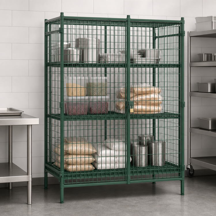 Product image #3 for Metro Super Erecta Stationary Security Cage with Metroseal 3 Epoxy-Coated Green Finish, 62-1/2 x 27-1/4 x 66-13/16 Inches
