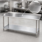 Thumbnail image #3 for Duke Manufacturing 314-36144-2R 144" x 36" Stainless Steel Work Table, 14-Gauge 300 Series, Straight Riser, Galvanized Undershelf