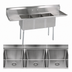 Thumbnail image #3 for BK Resources Three-Compartment Stainless Steel Sink with Left and Right Drainboards and 9