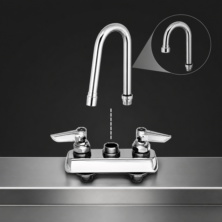 Product image #3 for T&S Brass B-1100-LNM Deck-Mount Workboard Faucet, Less Nozzle, 3-1/2 Inch Centers
