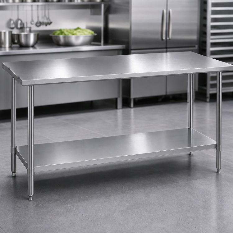 Product image #3 for Duke 84-Inch x 30-Inch Stainless Steel Top Work Table with Undershelf, 36-Inch High