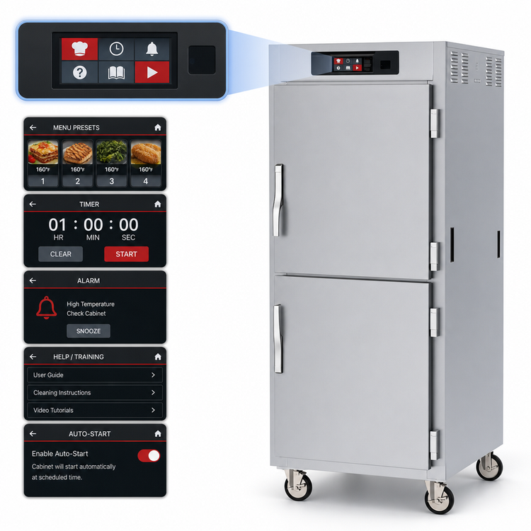 Product image #3 for Metro C5 8 Series Full-Height Mobile Pass-Thru Controlled Temperature Holding Cabinet with Solid Dutch Doors and Universal Slides, 120V