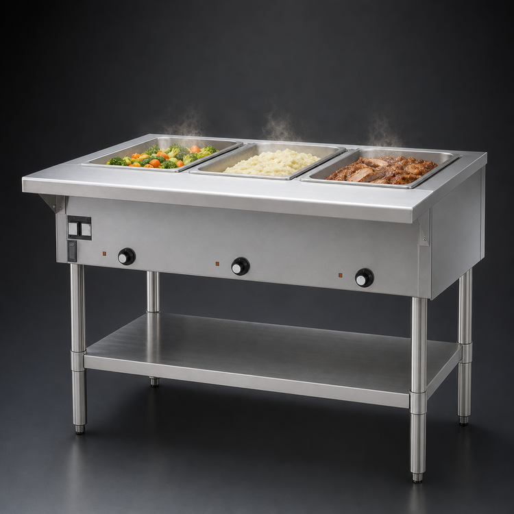 Product image #3 for Eagle Group 48-Inch Natural Gas Hot Food Table with 3 Dry Wells, Open Base