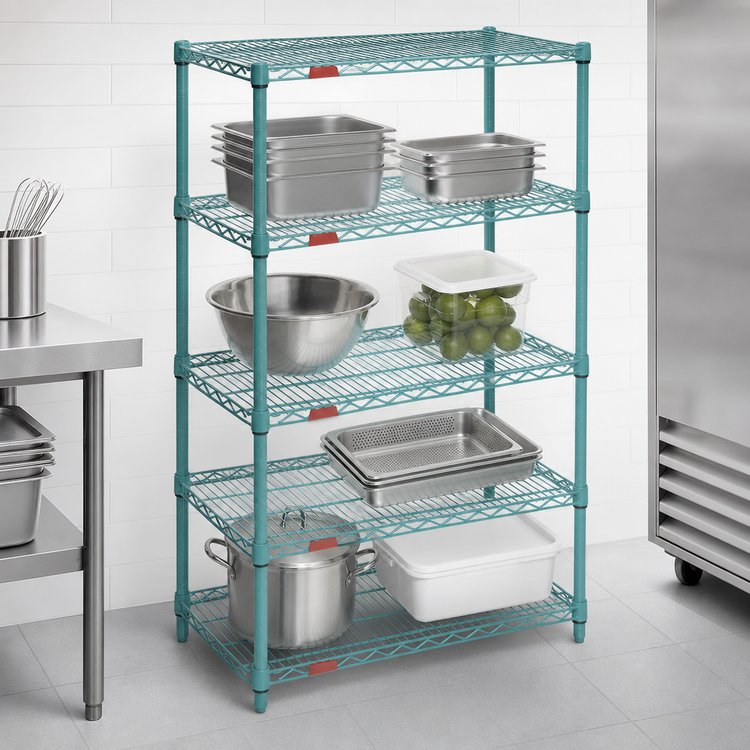 Product image #3 for EagleGard 4-Tier Stationary Wire Shelving Starter Unit, 36W x 24D x 63H, Hybrid Epoxy Coated