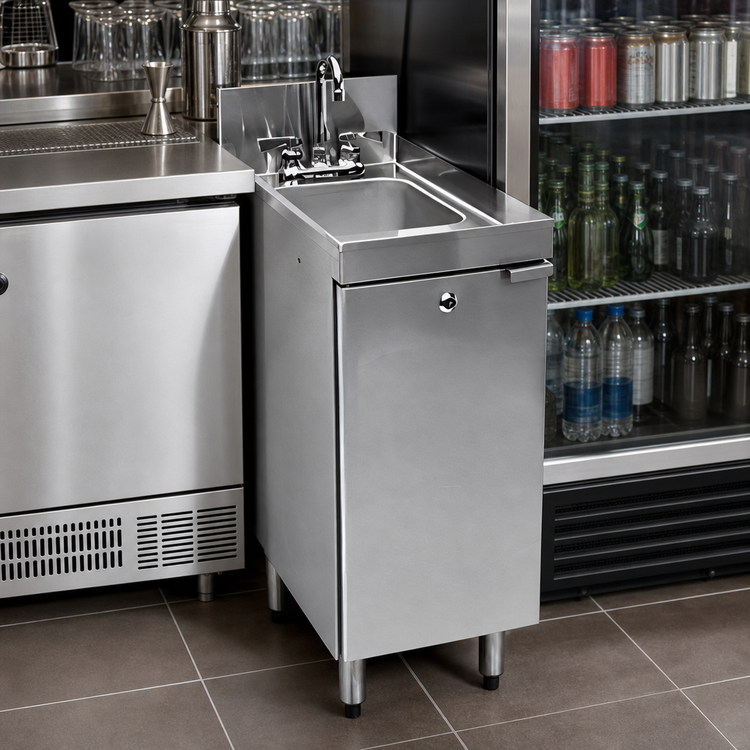 Product image #3 for CHOICE 12-Inch Stainless Steel Underbar Sink Cabinet with Chemical Storage and Gooseneck Faucet