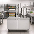 Thumbnail image #3 for Crown ECX-2-10 Two Compartment Electric Convection Steamer with 10 Gallon Kettle, 48" Base