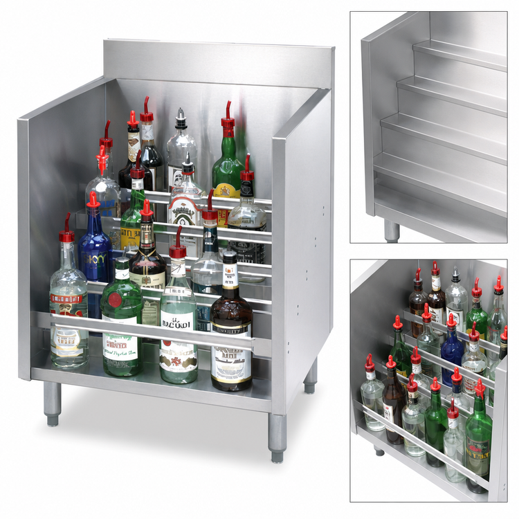Product image #3 for Advance Tabco Special Value Series 24-Inch Freestanding Stainless Steel 5-Step Liquor Display Cabinet