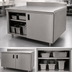 Thumbnail image #3 for Advance Tabco Special Value Series Economy Enclosed Work Table with Sliding Doors, 96 x 30 Inch, 16-Gauge 304 Stainless Steel Top, 5-Inch Backsplash