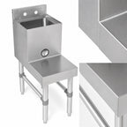 Thumbnail image #3 for John Boos UBBS-2118 Freestanding Stainless Steel Underbar Blender Station with Dump Sink and Integrated Blender Shelf, 18-Inch Wide