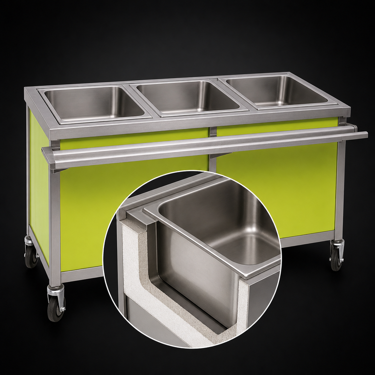 Product image #3 for Director's Choice DCS3-HFU-B-3 Mobile Hot Food Table, 3-Well, 3-Phase Electric