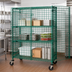 Thumbnail image #3 for Quantum Mobile Wire Security Cage with Locking Panel Doors and 2 Intermediate Shelves, 60 x 18 x 69 Inches, Green Epoxy